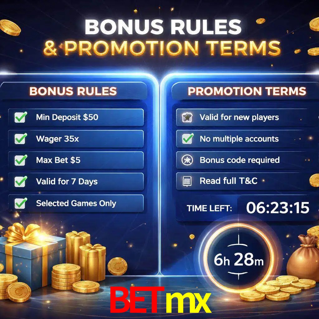 Reglas de promoción Betmx y condiciones de bonos explicadas visualmente