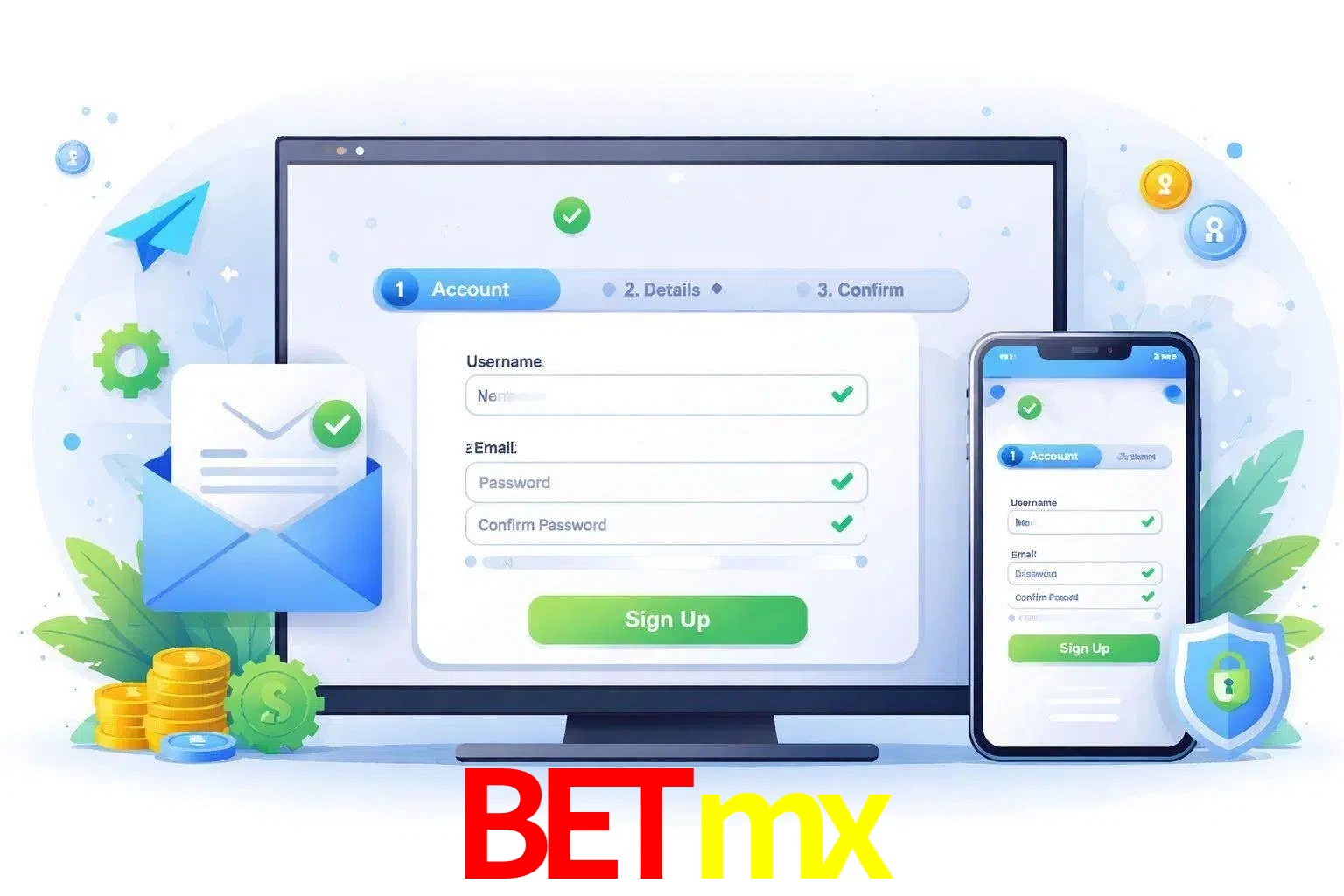 Registro de nuevo usuario y configuración de cuenta Betmx
